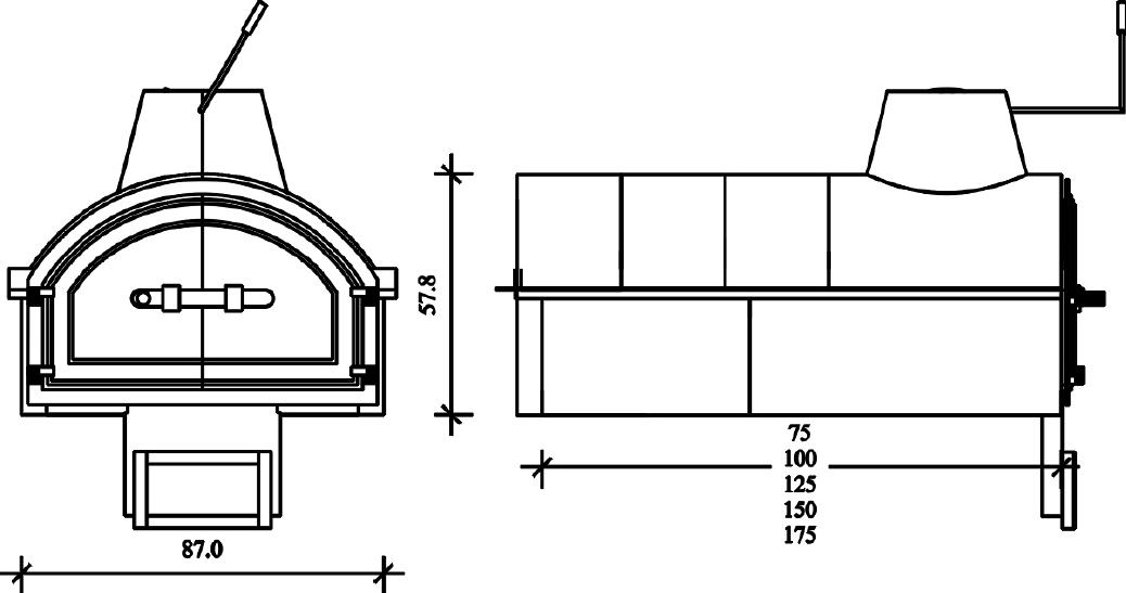 Steinbackofen, für 6, 10, 14, 18, 22 und 26 Brote